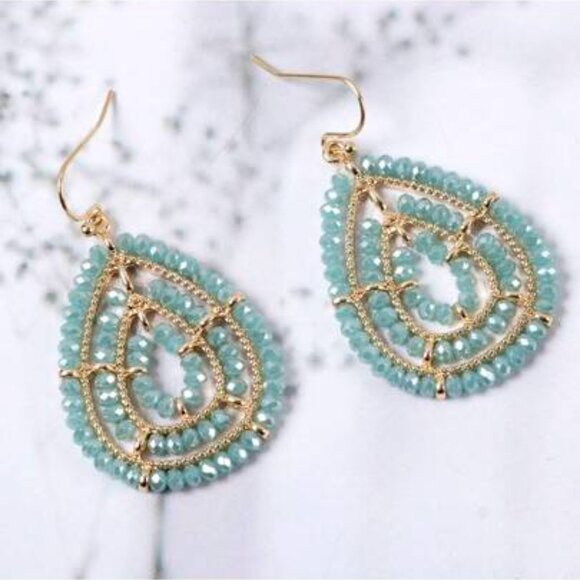 New High-End Luxury Colored Glass Bead Teardrop Shaped Vintage Bohemian - Picture 3 of 3